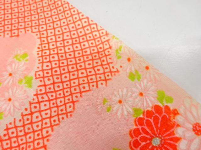  アンティーク　雲に菊模様　長襦袢地反物